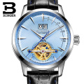 Binger 10009 Business Retro Leather Wristwatch Men Automatic Mechanical Watch Tourbillon Sport Casual Relojes Hombre